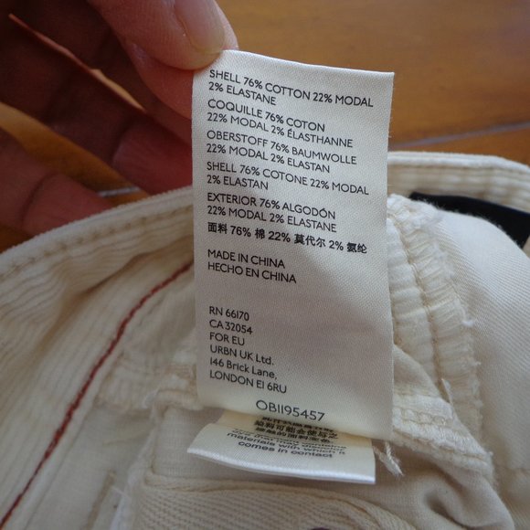 NWT Anthropologie Pilcro Slim Boyfriend Corduroy Pant 27P Cream - Picture 14 of 16